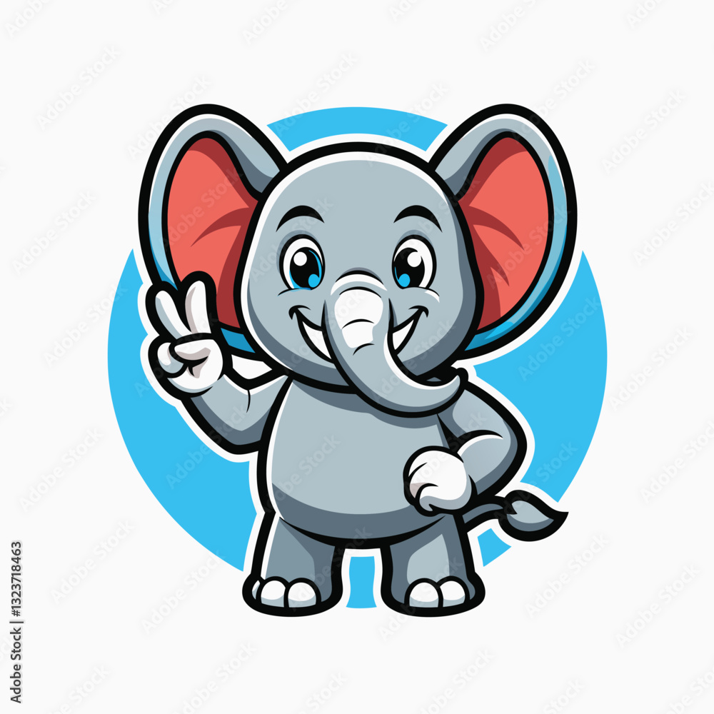 Big collection vector cartoon characters of elephants with thumb up hand on an isolated background. Big collection vector cartoon characters of elephants with thumb up hand on an isolated background.