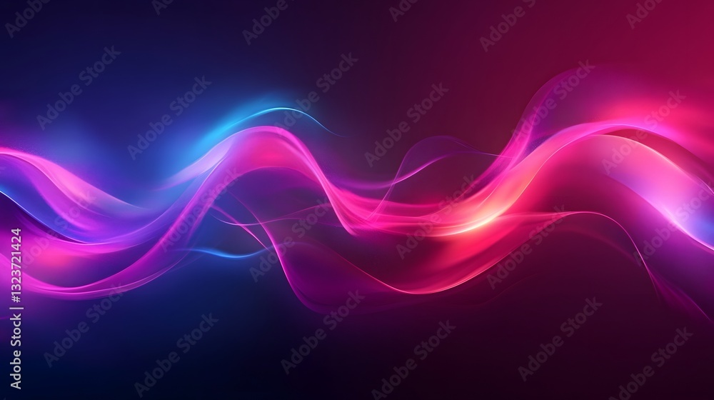 Fototapeta premium Vibrant glowing waves of blue and pink flowing across the image