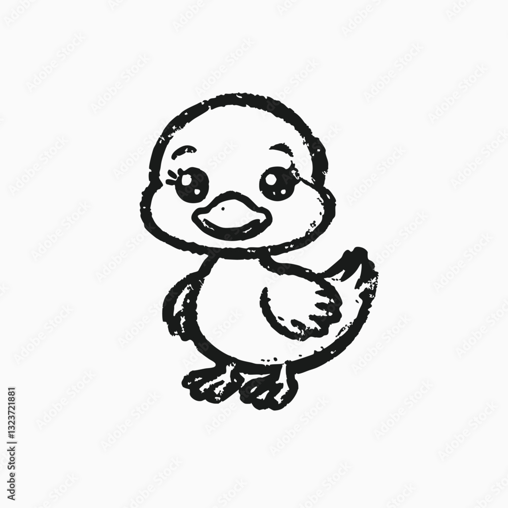 Set of Cute duckling icon. Hand drawn illustration of a little yellow duck swimming in water isolated on a white background Set of Cute duckling icon. Hand drawn illustration of a little yellow duck swimming in water isolated on a white background