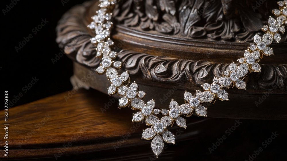 Obraz premium A modern and chic dainty diamond necklace, displayed with a touch of elegance and fashion appeal.