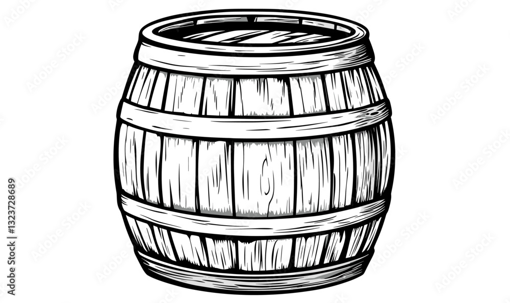 Traditional wooden barrel icon set, flat style, vector. Traditional wooden barrel icon set, flat style, vector.