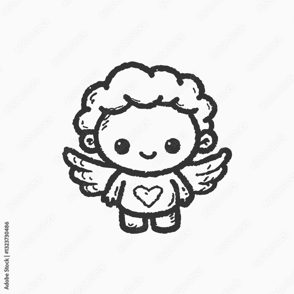 Obraz premium Cute nurse as an angel with wings chibi cartoon character. Cute nurse angel kawaii cartoon character illustration