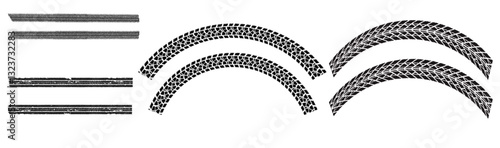 Tire tracks, Roads, tire tracks set, car tires, vector images, isolated on transparent. от шин