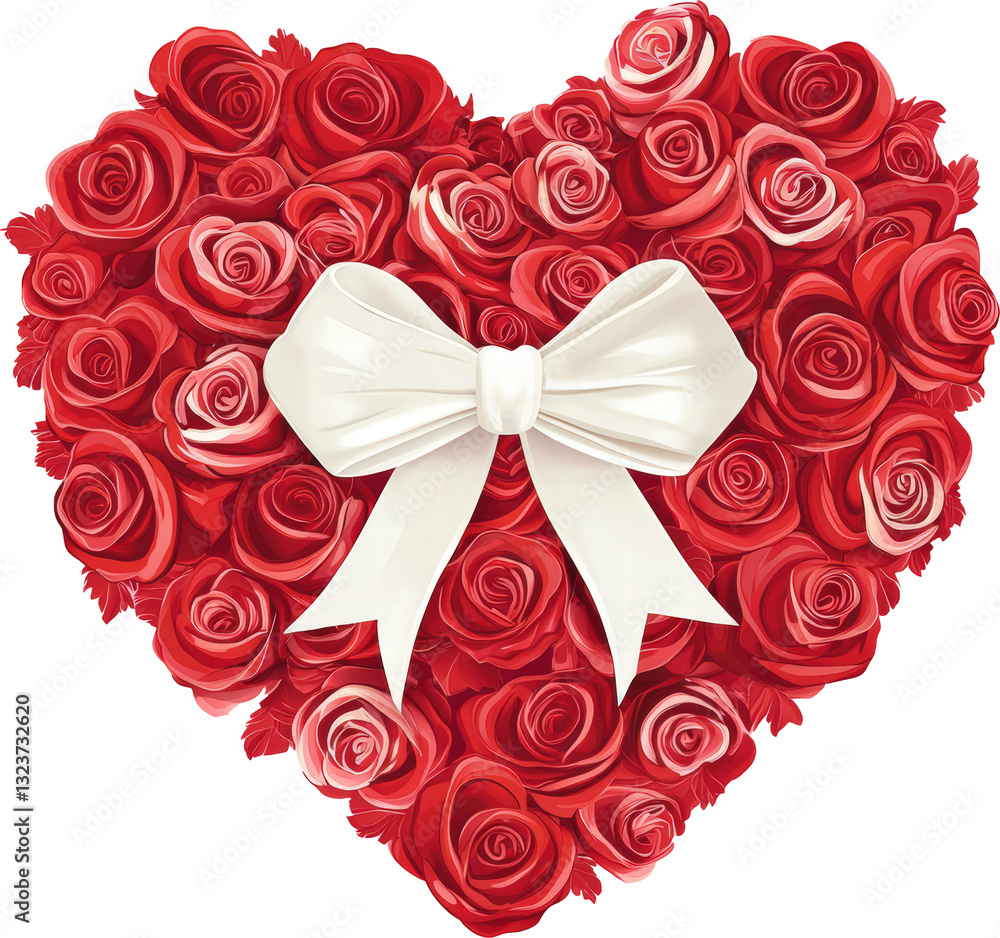 Heart-shaped bouquet of red roses with a bow Heart-shaped bouquet of red roses with a bow