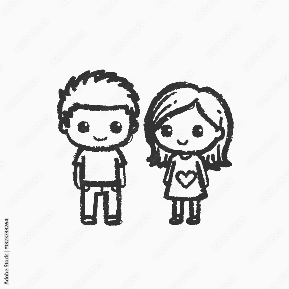 Tall man and short girl. Beautiful cute couple pointing with fingers to white blank board, Vector Illustration Of whiteboard visual aid in flat design style Isolated vector illustration Tall man and short girl. Beautiful cute couple pointing with fingers to white blank board, Vector Illustration Of whiteboard visual aid in flat design style Isolated vector illustration