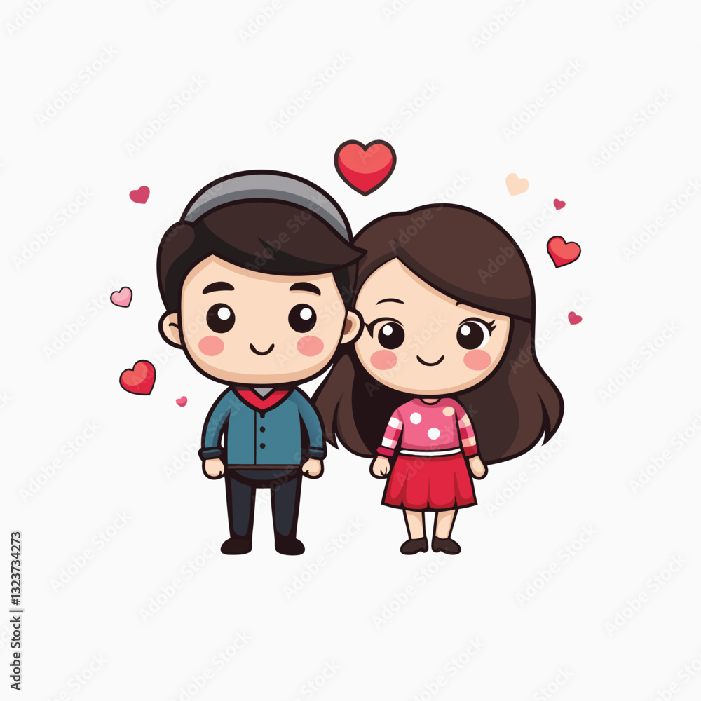 Couple in love. Smiling couple hug show heart hand gesture. Happy man and woman. Relationships concept. Happy valentine cartoon character illustration Premium Vector Couple in love. Smiling couple hug show heart hand gesture. Happy man and woman. Relationships concept. Happy valentine cartoon character illustration Premium Vector