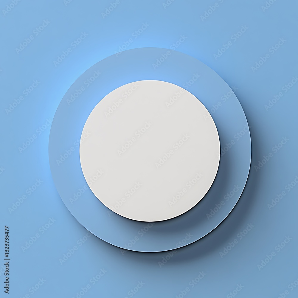 White circle, blue background, layered design White circle, blue background, layered design