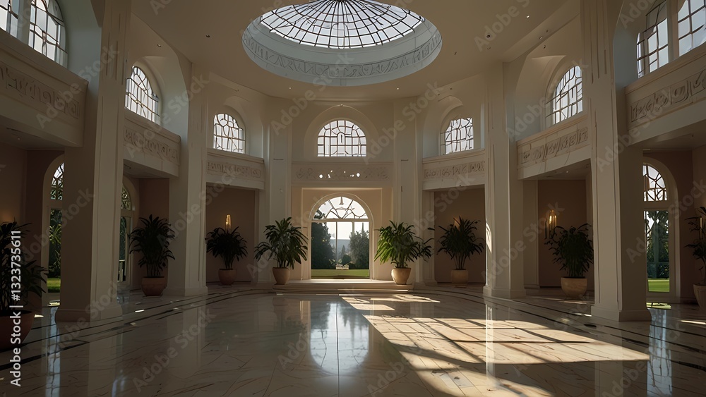 Fototapeta premium Empty hotel corridor with modern design and clean architecture