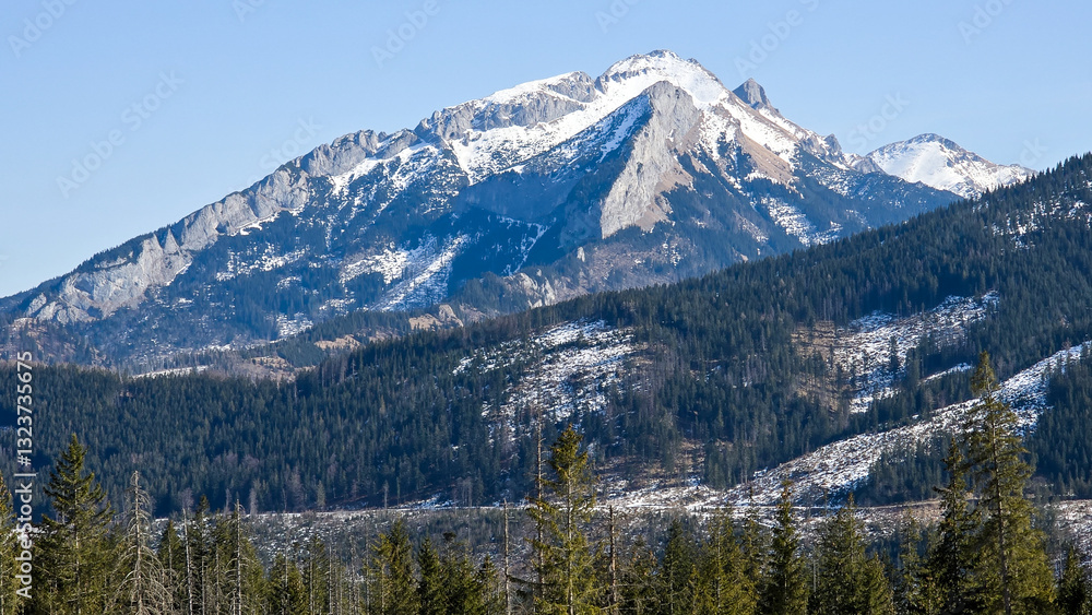 View of the peaks of the Tatra Mountains in Poland. View of the peaks of the Tatra Mountains in Poland.
