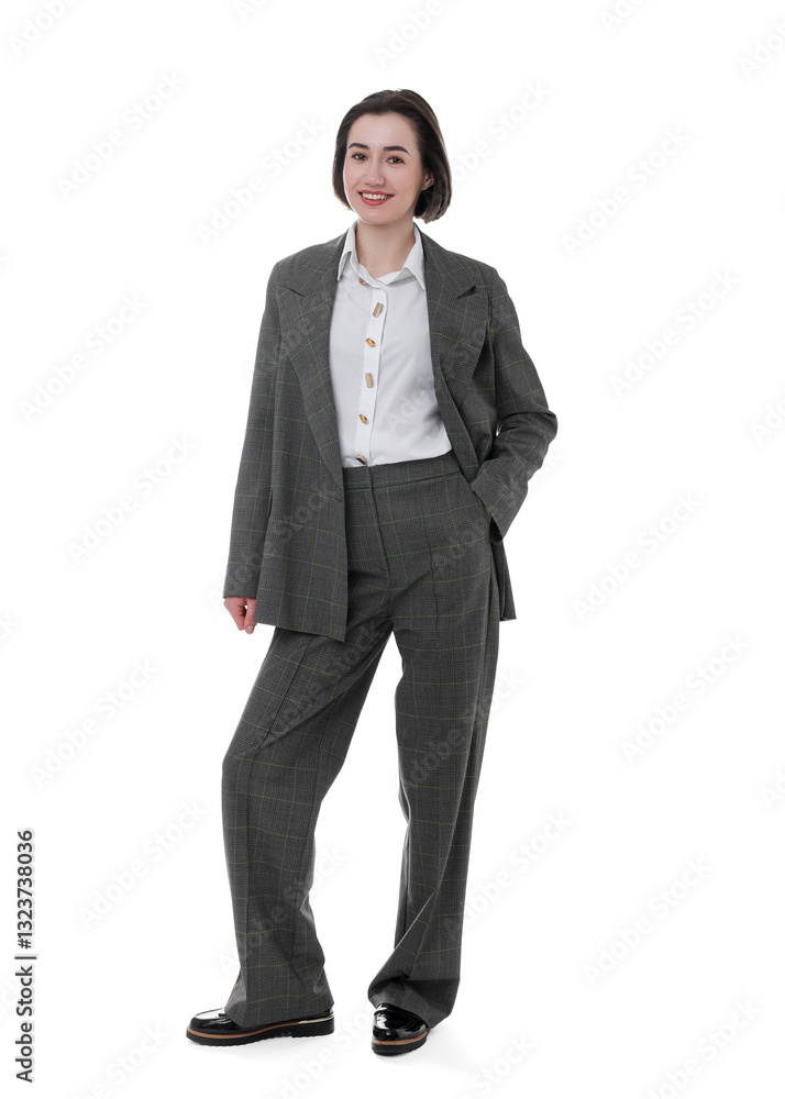 Full length portrait of confident secretary on white background Full length portrait of confident secretary on white background