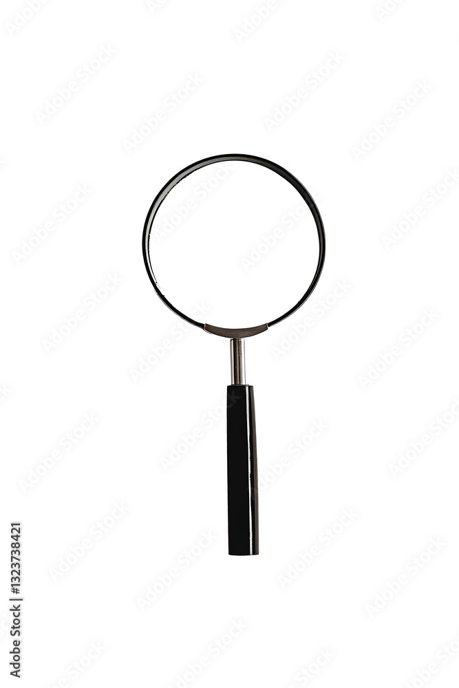 A gold magnifying glass with a black handle isolated on white background PNG. AI GENERATED A gold magnifying glass with a black handle isolated on white background PNG. AI GENERATED
