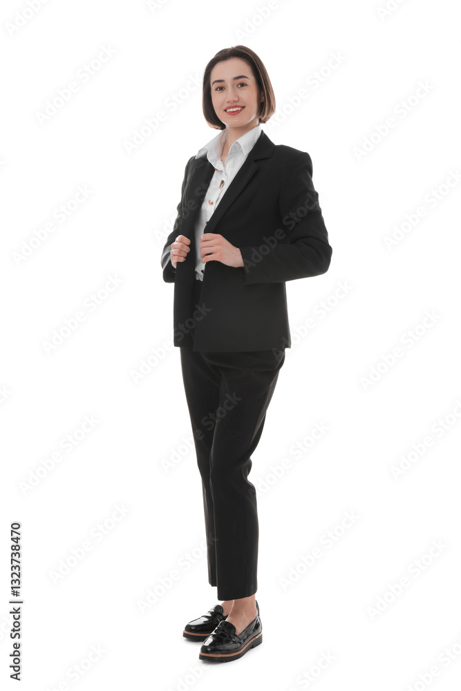 Full length portrait of confident secretary on white background Full length portrait of confident secretary on white background
