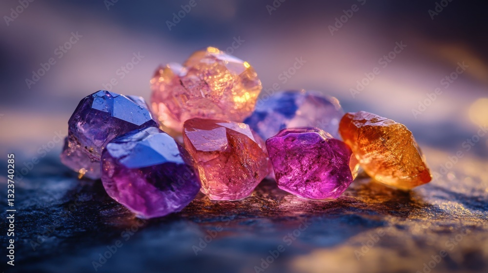 Cluster of multicolored sapphire gemstones arranged beautifully. Cluster of multicolored sapphire gemstones arranged beautifully.
