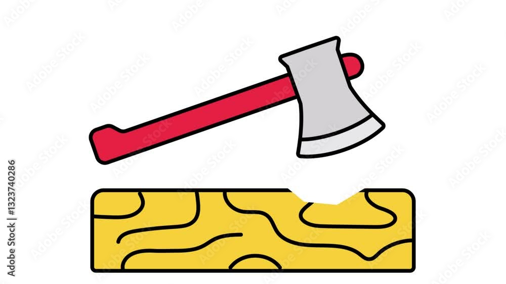Timber Build Animation Timber Cutting with Manual Axe animation, Splitting cracking Wood Slab ...
