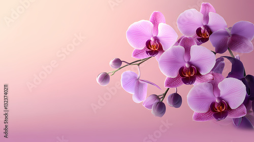 Wallpaper Mural Purple Orchids Surrounded by Soft Pink Background Torontodigital.ca