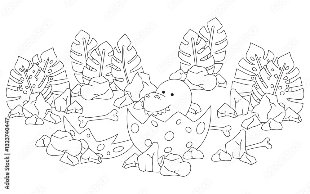 Fototapeta premium Line image of a dinosaur for coloring