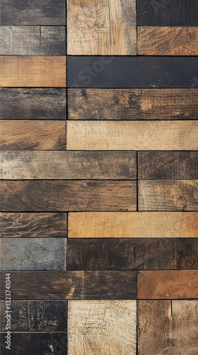 Wood Planks Texture: Close-up shot of weathered, mixed-toned wood planks, showcasing the natural grain and textures of the rustic surface.