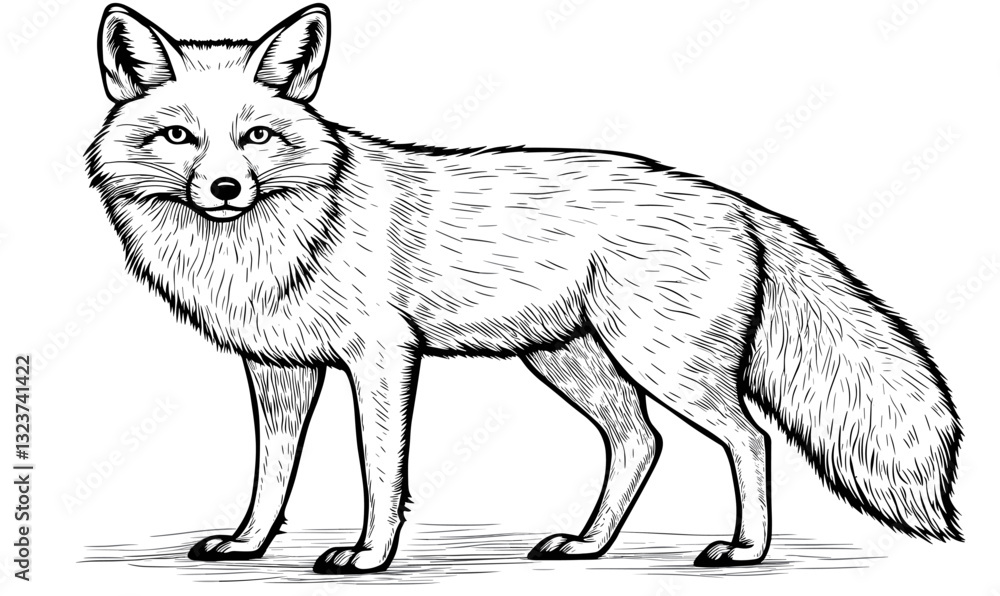 Realistic fox line art vector - linear animal icons set. Realistic fox line art vector - linear animal icons set.