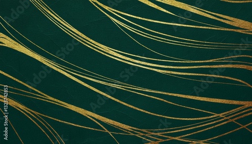 優雅な緑のイラスト素材（金色、緑色）