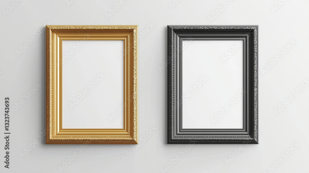 elegant dual picture frames on white wall elegant dual picture frames on white wall