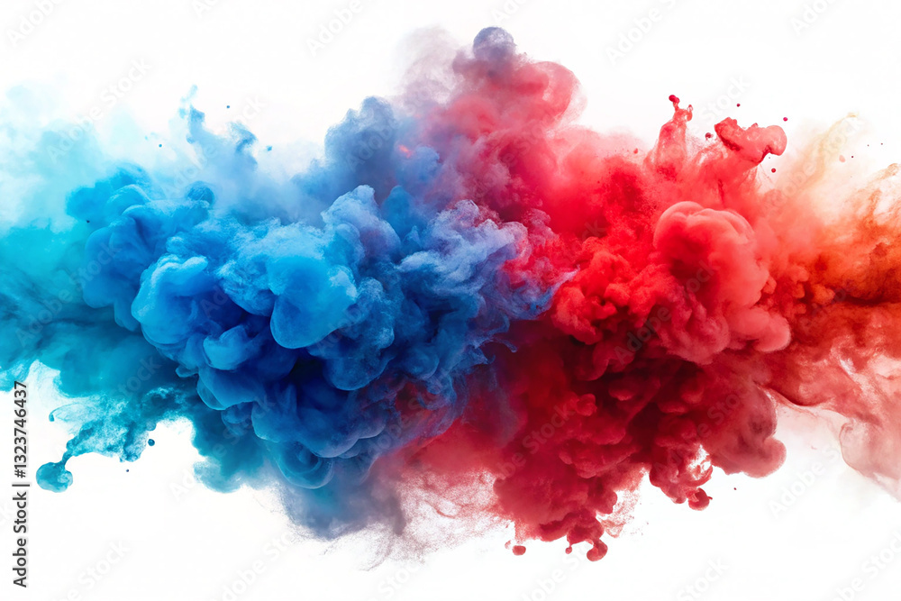 Fototapeta premium Abstract Watercolor Blend of Red and Blue on White Background