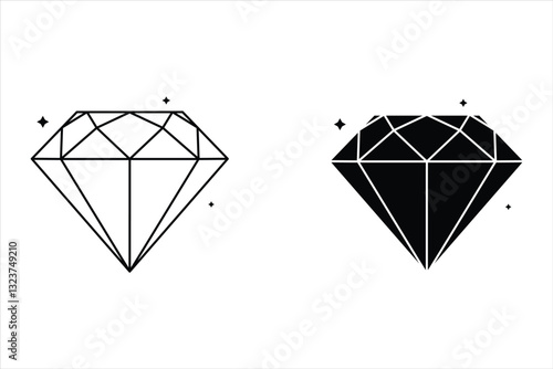 Diamond icon vector for web and mobile app. diamond gems sign and symbol. Set of different brilliant icon. Diamond icon set Isolated on white background. Diamonds gems, luxury gemstones crystals