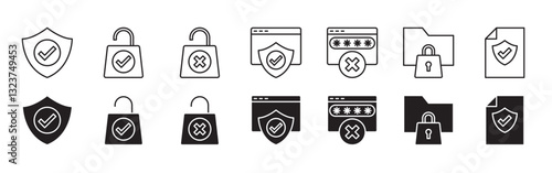 Security icon set isolated on white background vector illustration