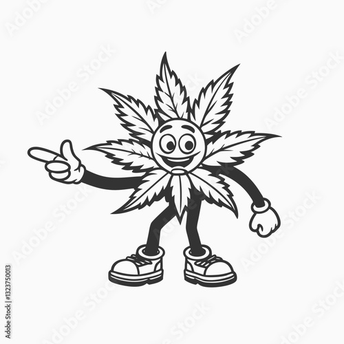 Cute cannabis weed mascot logo. Mascot cannabis leaves bring joints vector isolated on white background