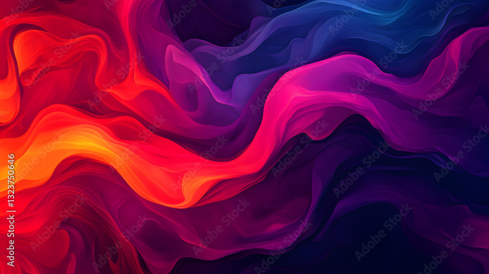 Obraz premium Creative concept vibrant environment with flowing colorful waves in close-up