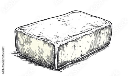 Hand-drawn cheese block vector, linear icons set.