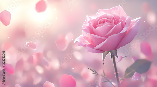 Obraz na płótnie Pink rose illustration with dreamy background w salonie