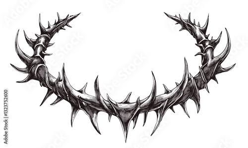 Thorn crown icons set, vector, linear style.