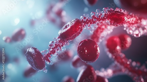 Futuristic concept illustrating gene therapy application in hemophilia treatment with a visual representation of blood cells