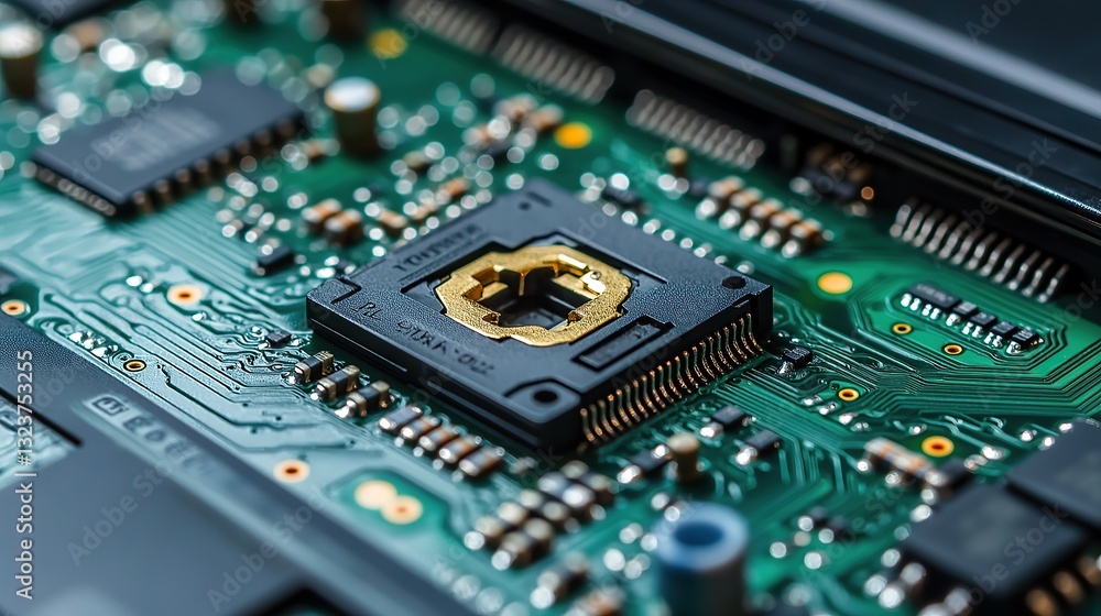Damaged Electronic Component Circuit Board Closeup Damaged Electronic Component Circuit Board Closeup