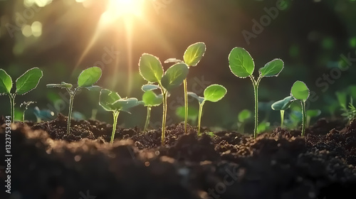 Obraz na płótnie Green plant growing under sunlight w salonie