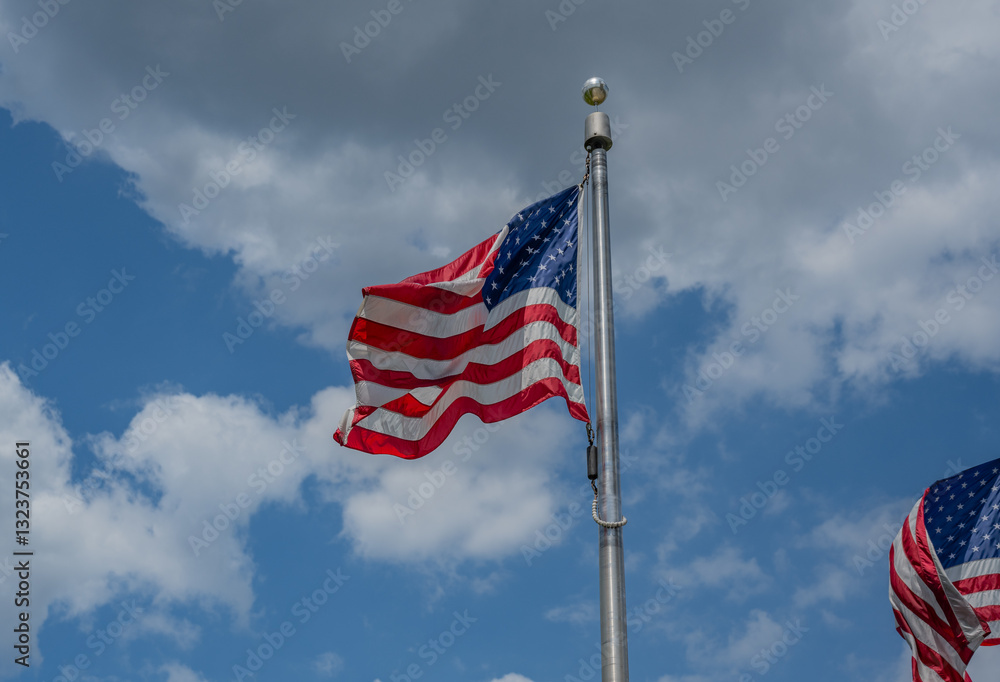 USA Flagge an einem Fahnenmast in Washington, D.C., USA