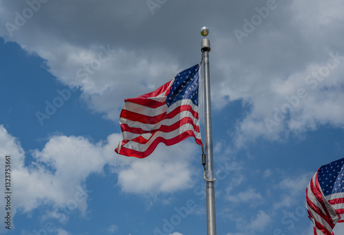 Obraz na płótnie USA Flagge an einem Fahnenmast in Washington, D.C., USA w salonie