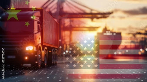 A futuristic trade war concept