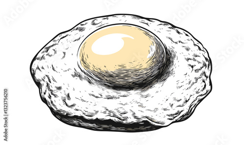 Fried egg icon set in linear style - realistic vector design.