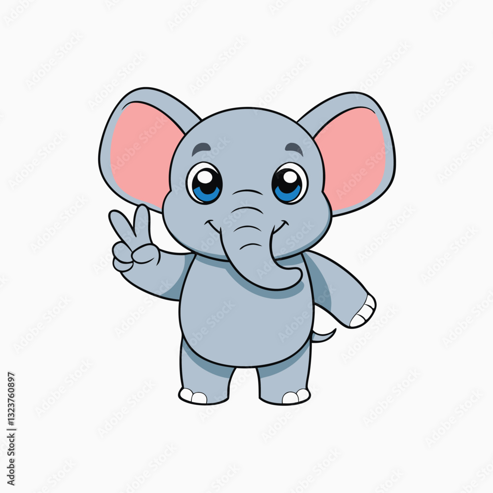 Cute elephant with a thumbs up cartoon vector. Elephant Cartoon Character. Flat Vector Illustration Cute elephant with a thumbs up cartoon vector. Elephant Cartoon Character. Flat Vector Illustration