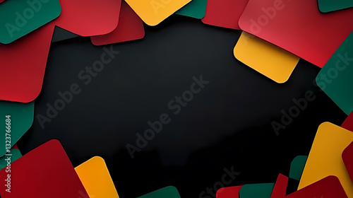 Abstract colorful geometric shapes on black background
