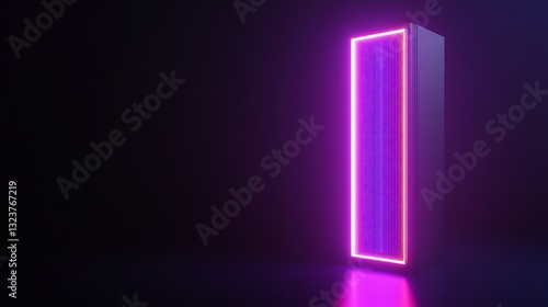 Neon Light Panel with Vibrant Glow in a Dark Environment Creating a Futuristic and Modern Ambiance