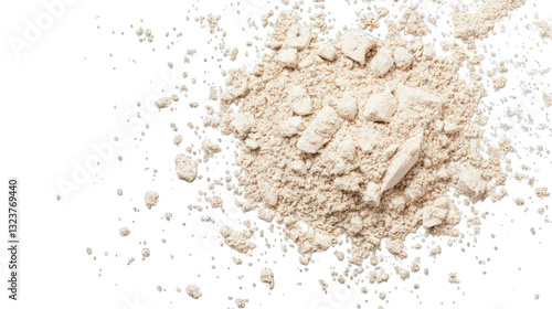 Scattered ashwagandha powder (Withania somnifera), top view --ar 16:9