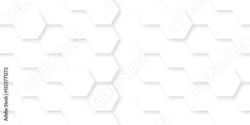 White abstract grid hexagon wallpaper background. Futuristic honeycomb white mosaic design. Seamless cell background. Abstract honeycomb background.	