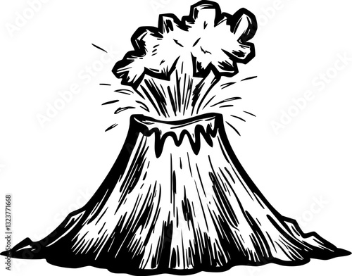 Volcanic eruption forces evacuation island location graphic illustration dramatic scene aerial view natural disaster awareness