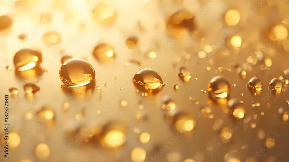 Golden droplets shimmering with light