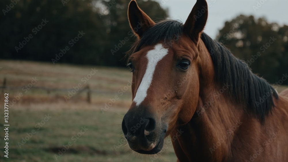 Naklejka premium Majestic horse by green pastures view