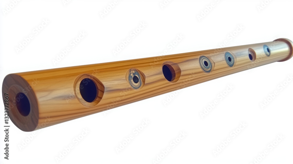 Handmade wooden flute, unique wind instrument with multiple holes for sound variation. Perfect for music enthusiasts and collectors Handmade wooden flute, unique wind instrument with multiple holes for sound variation. Perfect for music enthusiasts and collectors