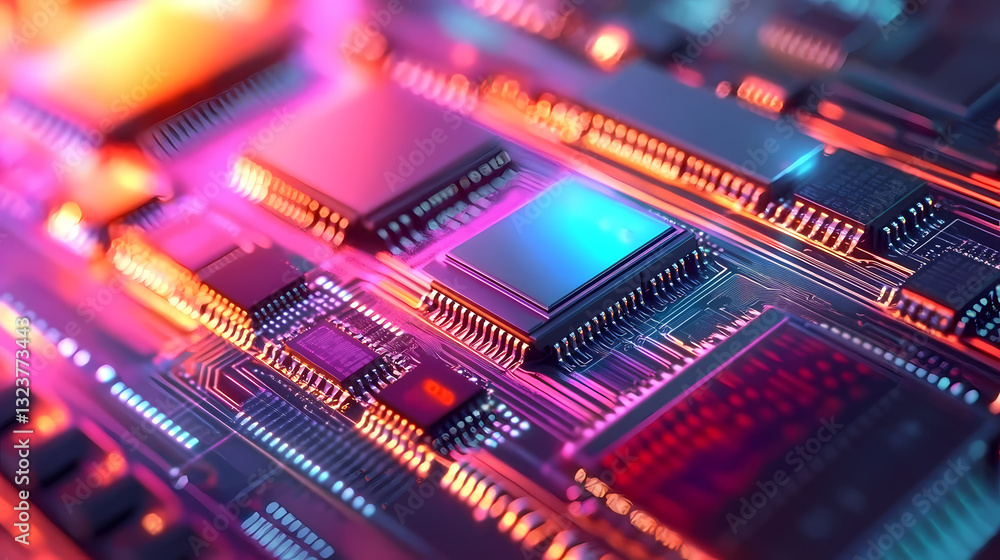 Close-up of circuit board with electronic components