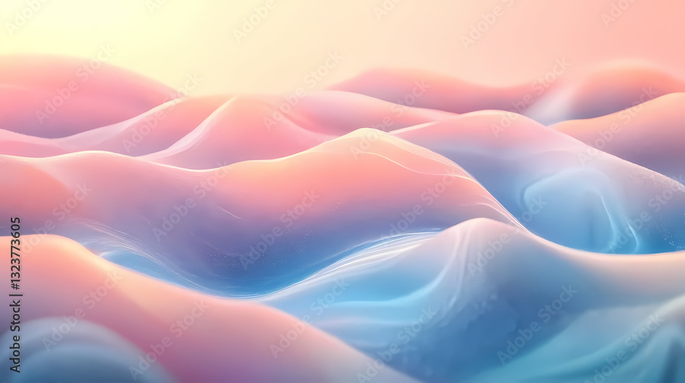 Abstract pink and blue waves with soft gradients